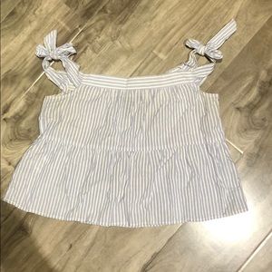 BCBGMax Loose Fit Blue and White Top with Bows